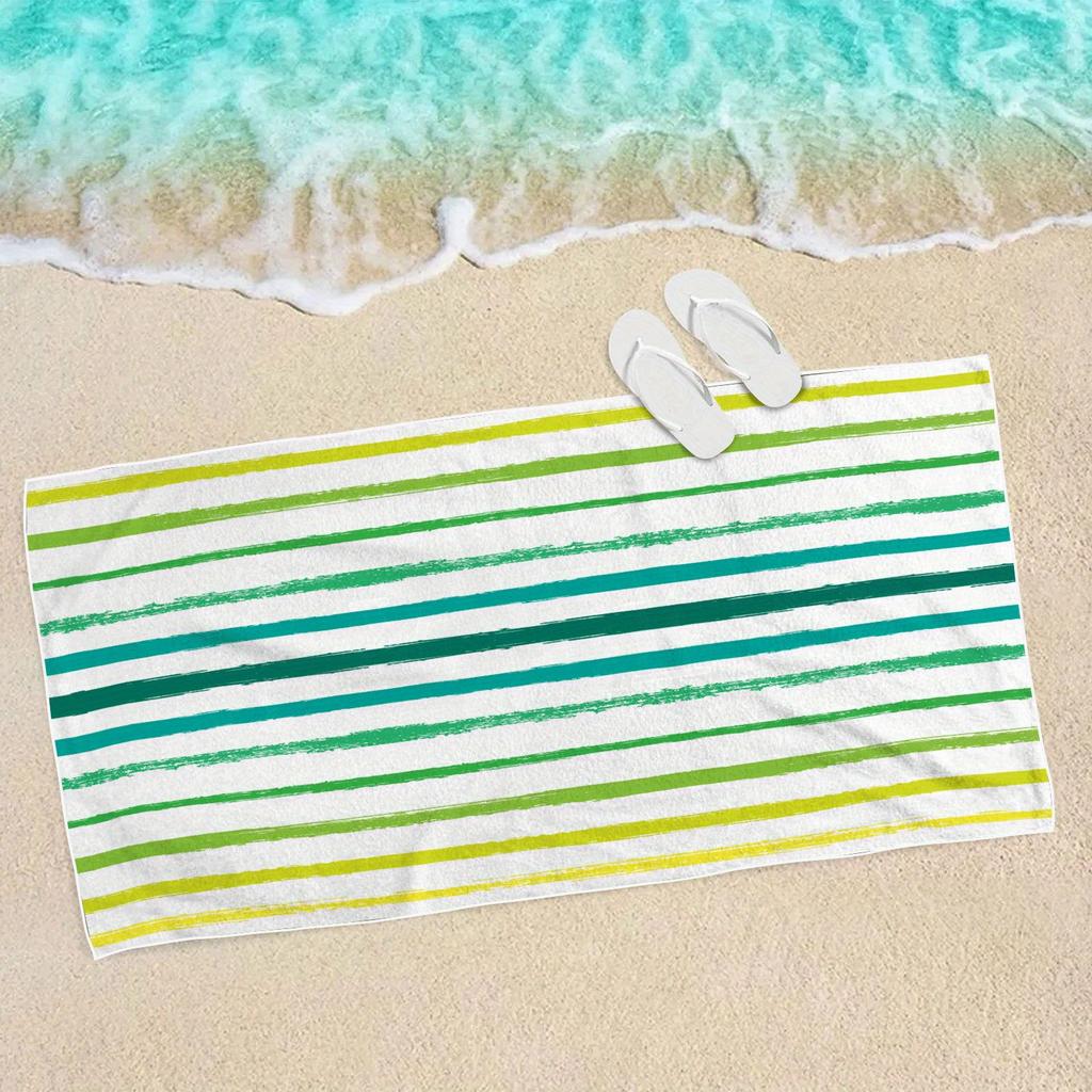 Ultra Soft Quick Dry Large Striped Beach Towel, Thick Microfiber for Yoga Swimming Running