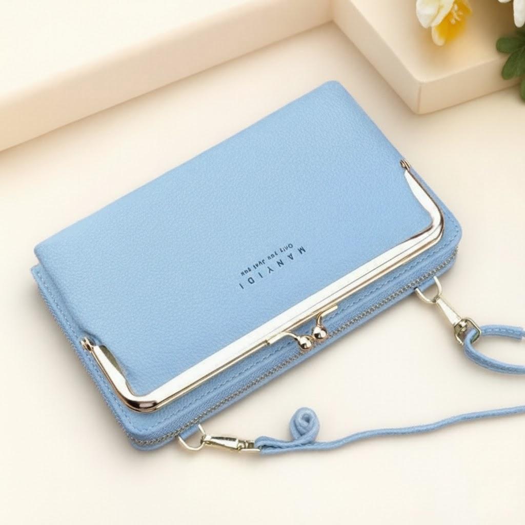 

Women s Fashion PU Leather Crossbody Bag Double Layer Casual Clutch Handbag Ideal for Travel Everyday Use синий