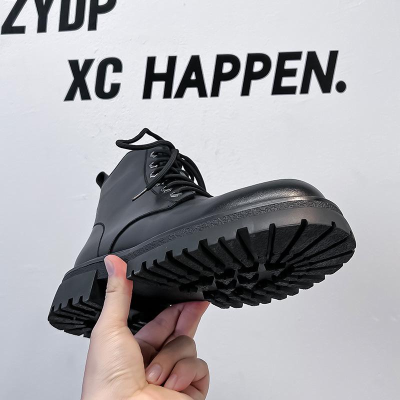 Martin boots men's British wind locomotive tooling boots men's thick-soled heightening high-top leather shoes retro short boots 25008-A