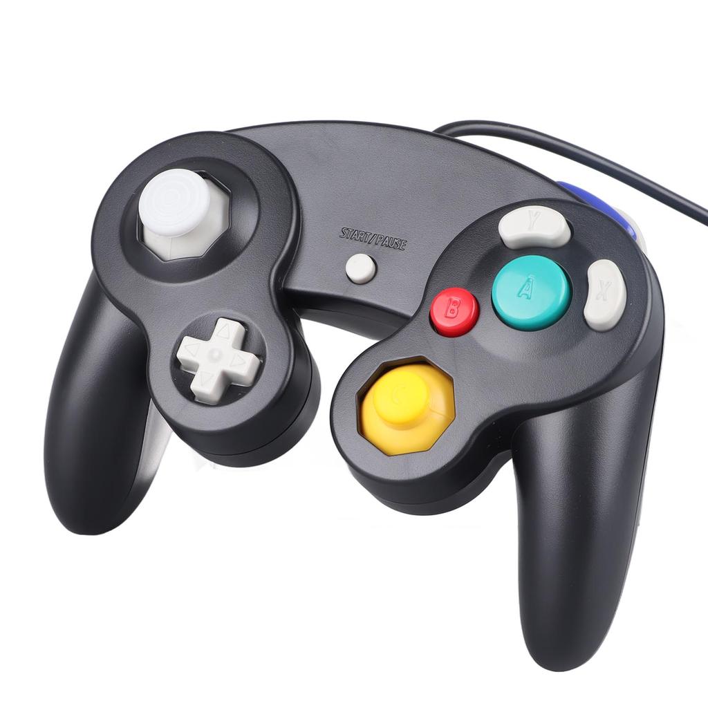 Kabelgebundener Gamecontroller Plug and Play Einzelpunkt-Vibrations-Gamepad Joystick für GC für Wii Schwarz