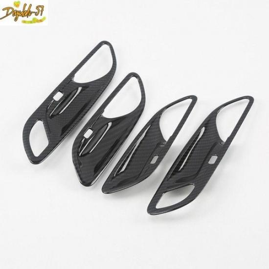 Carbon Fiber Look Inner Door Handle Bowl Cover Trim For Cadillac XT4 2018 -