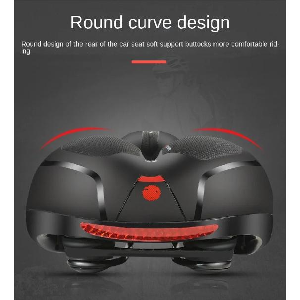 Hollow Breathable Bicycle Saddle Men Women MTB Road Bike Saddle Shock Absorbing Comfortable Big Butt Bike Seat Safety Warning