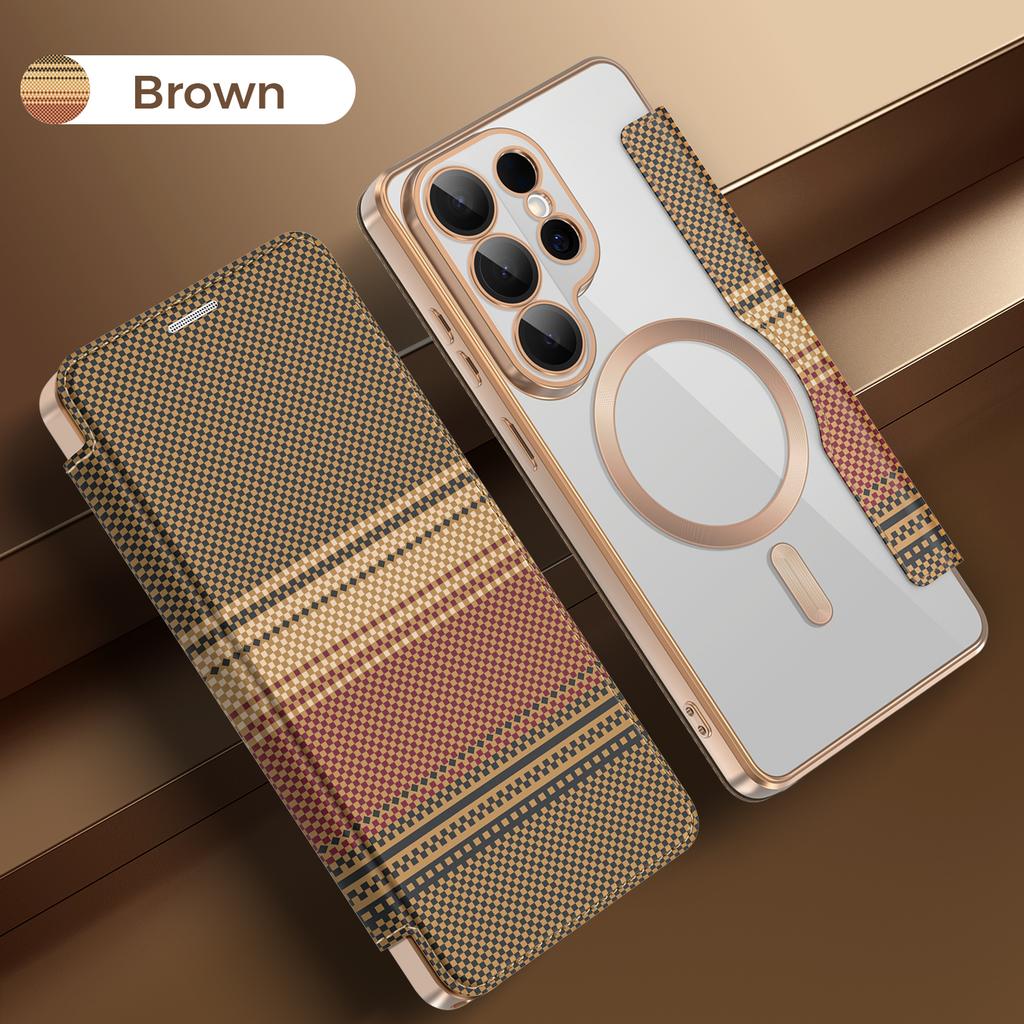 Leather Flip Magnetic Case for Samsung Galaxy S26 Ultra S25 Fe S24 Plus S23 S22 Wallet Wireless Charging Card Slots Phone Cover