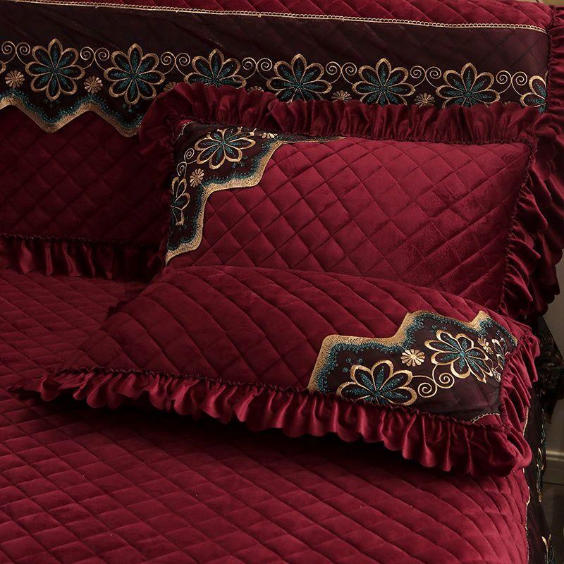 

2 шт., кружевная бархатная наволочка, чехол для кровати, прямоугольный декор, мягкая стеганая подушка, роскошная европейская зимняя теплая подушка 2PC 48*74CM