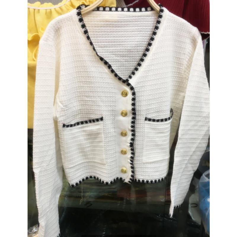 Thin Jacket Women's Small Fragrance Style High Waist Slim Fit Short Style Single Breasted Ice Silk Knitted Cardigan Top