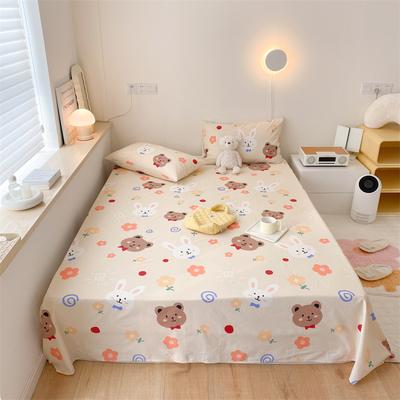 Conjunto de Lençol Coelho Urso Estilo Desenho Animado 100% Algodão Conjunto de Cama Decoração de Quarto Amigável à Pele Lençóis Macios Fronhas