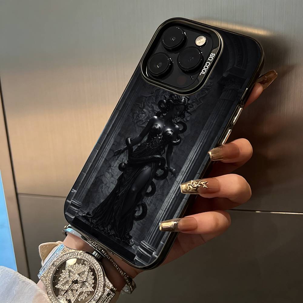 M-Medusa- Griechische- Mythologie Handyhülle Für iPhone 17,16,15,14,13,12,11 Plus Pro Max Farbige Silberne Handyhülle