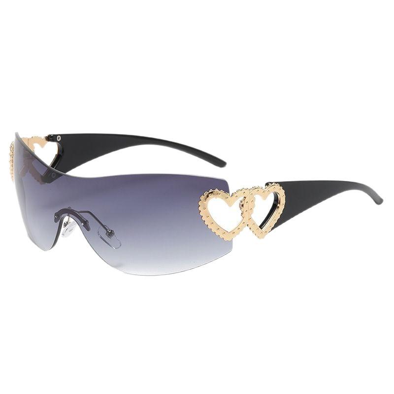 Internet celebrity one-piece double love fashion sunglasses European and American ins frameless sunglasses Y1K women's style glasses