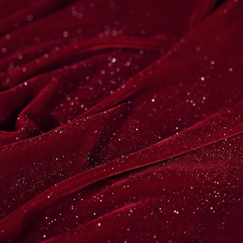 

Velvet Fabric Glitter Starry Design Soft Smooth Non-Elastic Shiny Material DIY Sewing Wedding Dresses Banquet Gowns Cheongsam 1mX1.4m