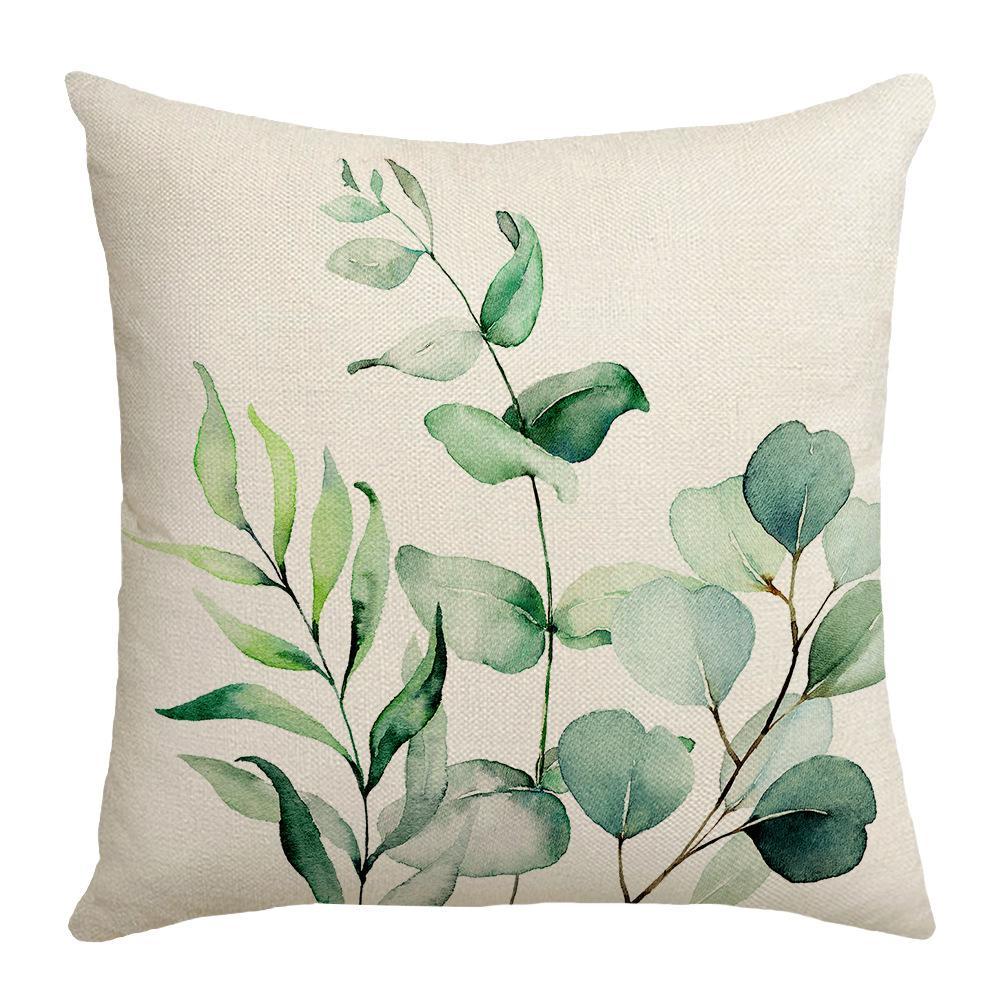 

New Summer Pillow Case Eucalyptus Leaf Plant Print Pillow Decorative Sofa Bedside Backrest Pillow Case 45 * 45Cm (excluding pillow core)