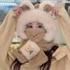 Hat winter warm cute scarf plush hat christmas deer gloves scarf integrated three-piece set versatile winter