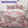 Custom Name Elegant Butterfly Lace Bedding,Quilt Set Quilt Cover Pillowcase Home Birthday Gift(1 * Duvet Cover + 2 * Pillowcase, Without Core)_lx