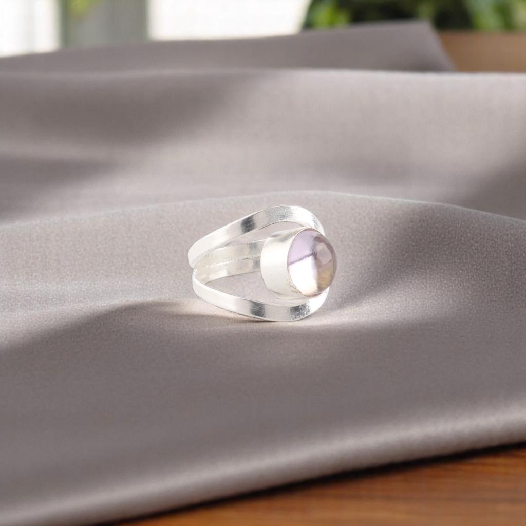 Natural Ametrine Gemstone 925 Sterling Silver Jewelry Handmade Round Stone Ring RR-68-28