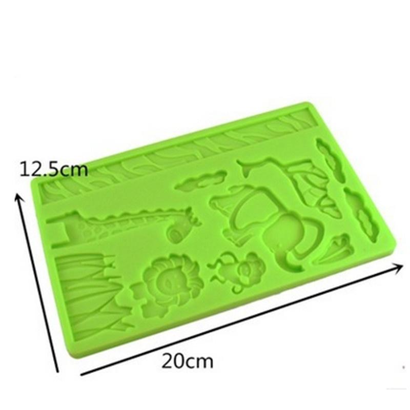 Fondant Cartoon Elephants, Giraffes, Monkeys, Lions Die Animal Silicone Mold