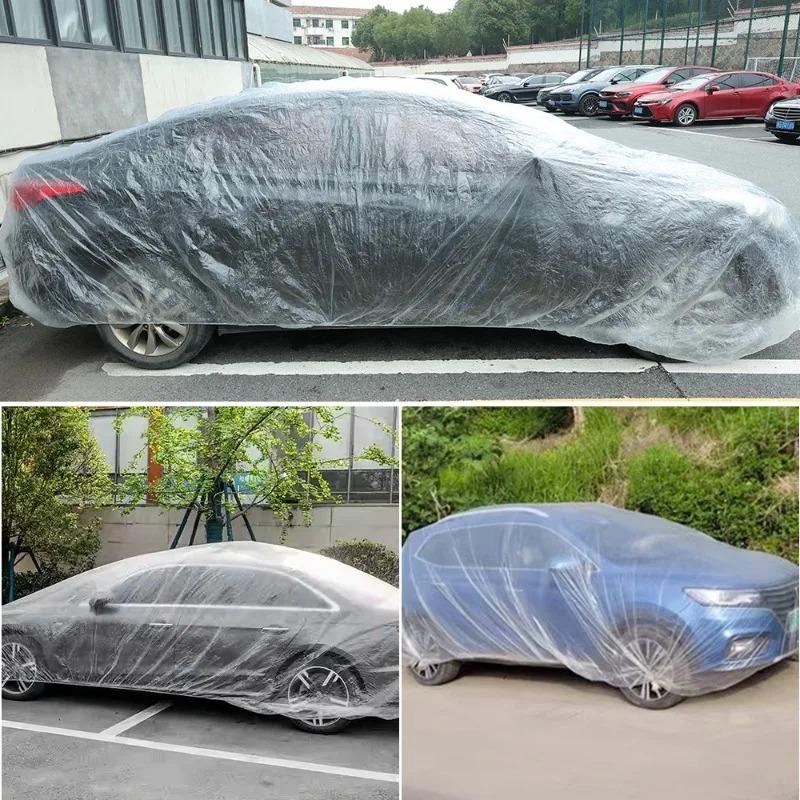 Disposable Car Cover Plastic Car Clothing Universal Rain Dust Garage Full Cover Transparent Dust Rain Protection Clothing