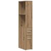 Narrow Bathroom Cabinet with Casters Artisan Oak Finish Particleboard
