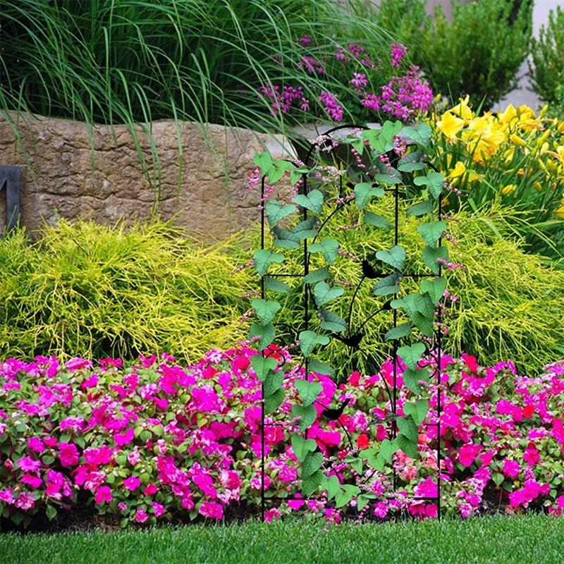 Black Metal Wire Lattice Grid Vines Climbing Trellis Panels Garden Plants Vines Flower Support Frame Decorative Fences