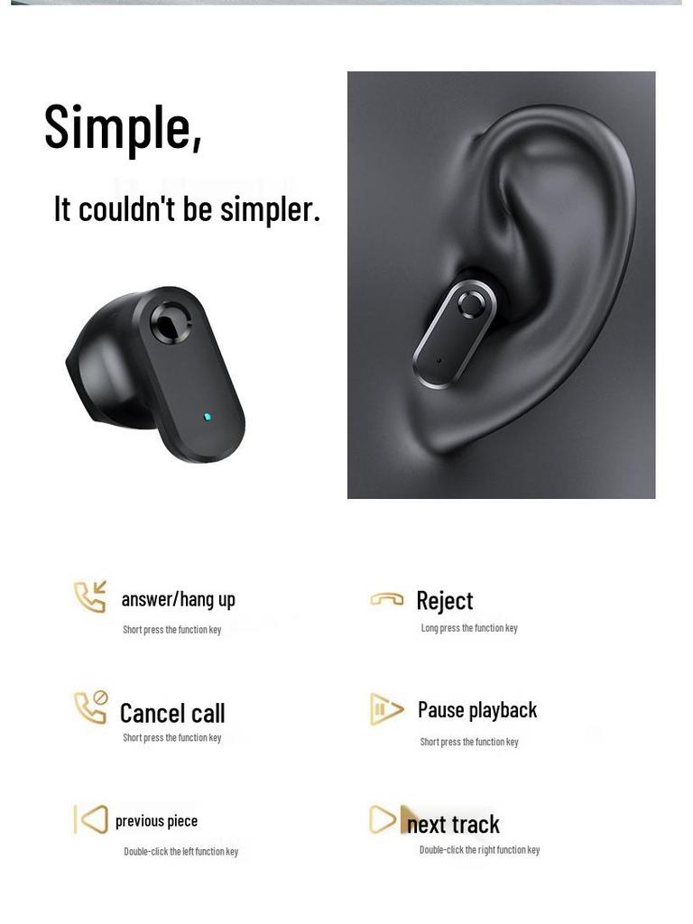 T89 Kabellose Bluetooth-Kopfhörer mit kurzem Griff und Geräuschunterdrückung für Musik & Gaming