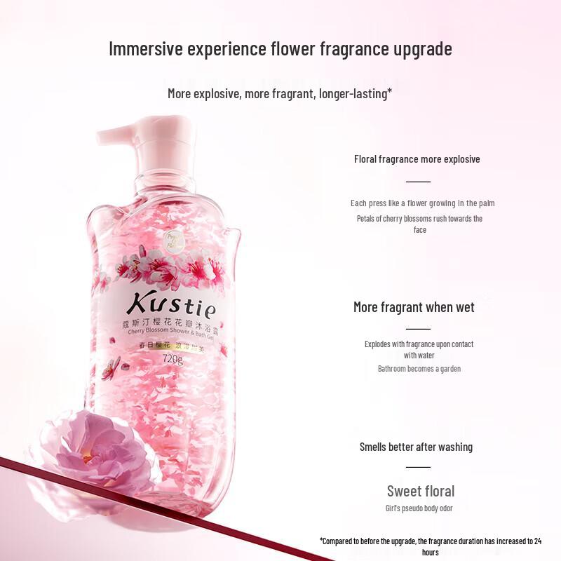 Kustie Rose & Cherry Blossom Petal Shower Gel Set