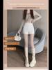 2024 Summer Women's High Waist White Casual Shorts - Sexy, Tight, Straight, Abdomen-Hugging Fit