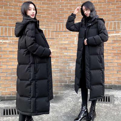 Women's Oversize Over Knee Long Warm Coat Mid Length Winter Down Parkas Vintage Winter Cotton Padded Jacket