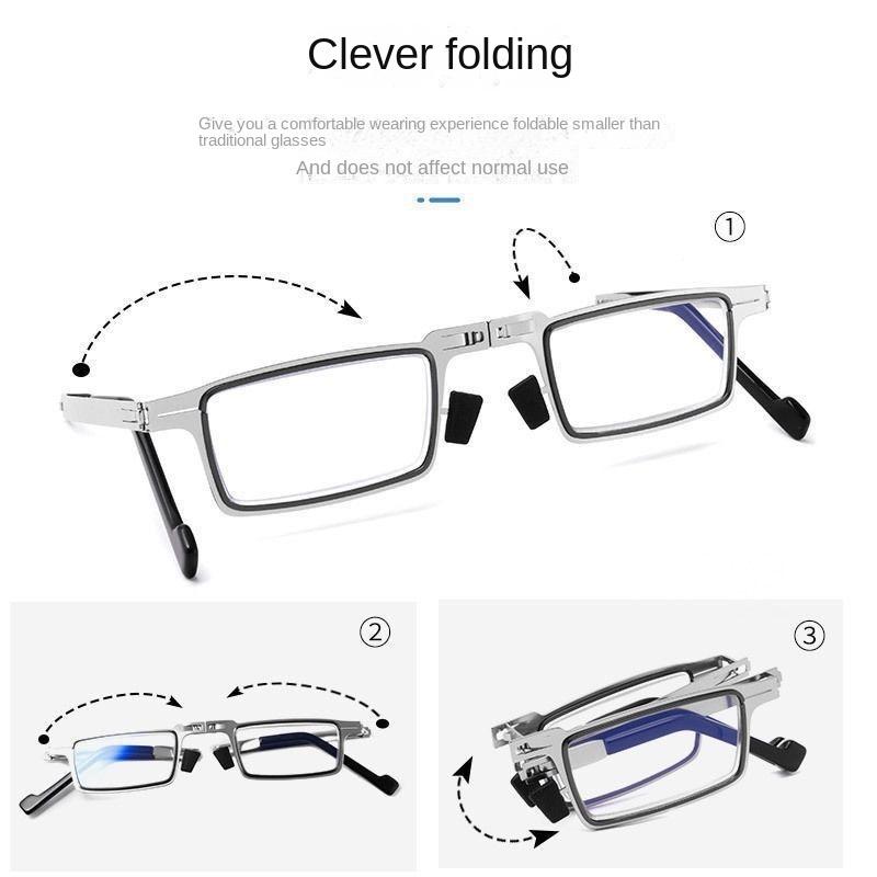 Anti-Blue Light Blocking Folding Reading Glasses Comfortable Full-Frame Metal Eyewear Men And Women Hd Ultra Light Portable