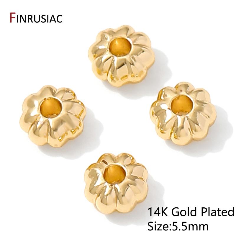 14K Gold Plated Round Spacer Beads For Jewelry Making,Brass Flat Beads Separators For DIY Bracelet Necklace Making Accessories