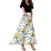 Women's Loose Casual  V-Neck Short Sleeved High Waisted Floral Print Dress Floral Print Dress