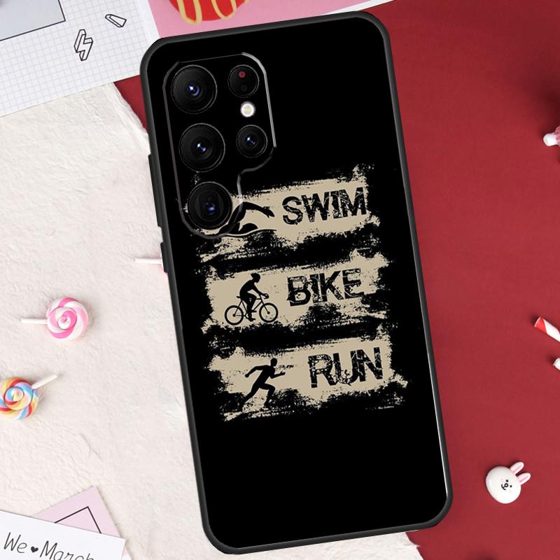 Triathlon Tri Life Swim Bike Run Case For Samsung Galaxy S21 S22 S23 S24 S25 S26 Ultra S10 S25 Plus S25 FE S20 FE Cover Shell