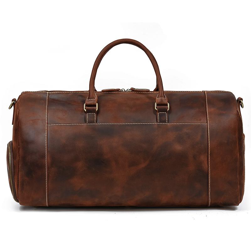 58cm Large Travel Bag 40l Genuine Leather Handbag For Trip Shoulder Bag Dual Use Travel Bag High Capacity With Shoe Compartment