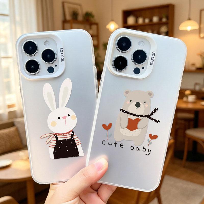 Cute Little Rabbit Lovely Bear Laser Phone Case For Samsung Galaxy S24 S23 Ultra Plus FE S25 S22 Ultra Plus S21 FE Cover Fundas
