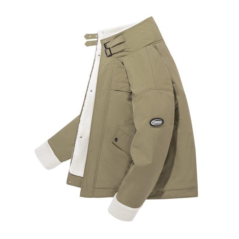 Lamb Wool Coat Men's Autumn and Winter Piled Thickened Cotton Clothes Tooling Cotton Clothes Men's and Women's Couples Pie Overcome