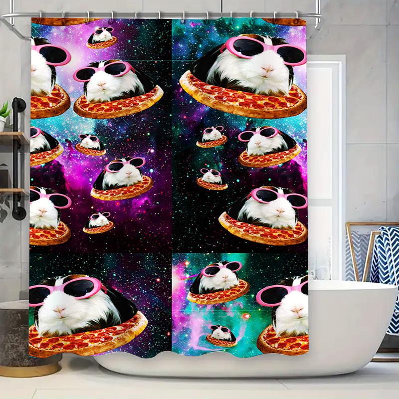 

Red Santa Shark Christmas Decor Shower Curtain Set For Bathrooms New Year S Eve Party Home Decoration 3D Printed Waterproof Fabr W60H190(CM)-1 Pcs