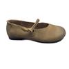 Genuine Leather Single Shoes All-season Shoes Round Toe Flat Bottom One-strap Soft Matte Cowhide Women's Shoes