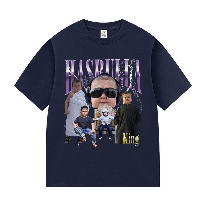 Hasbulla Mini Khabib Blogge Fighting Meme Graphic T Shirts Men's Retro Cotton Short Sleeve T-shirt Streetwear
