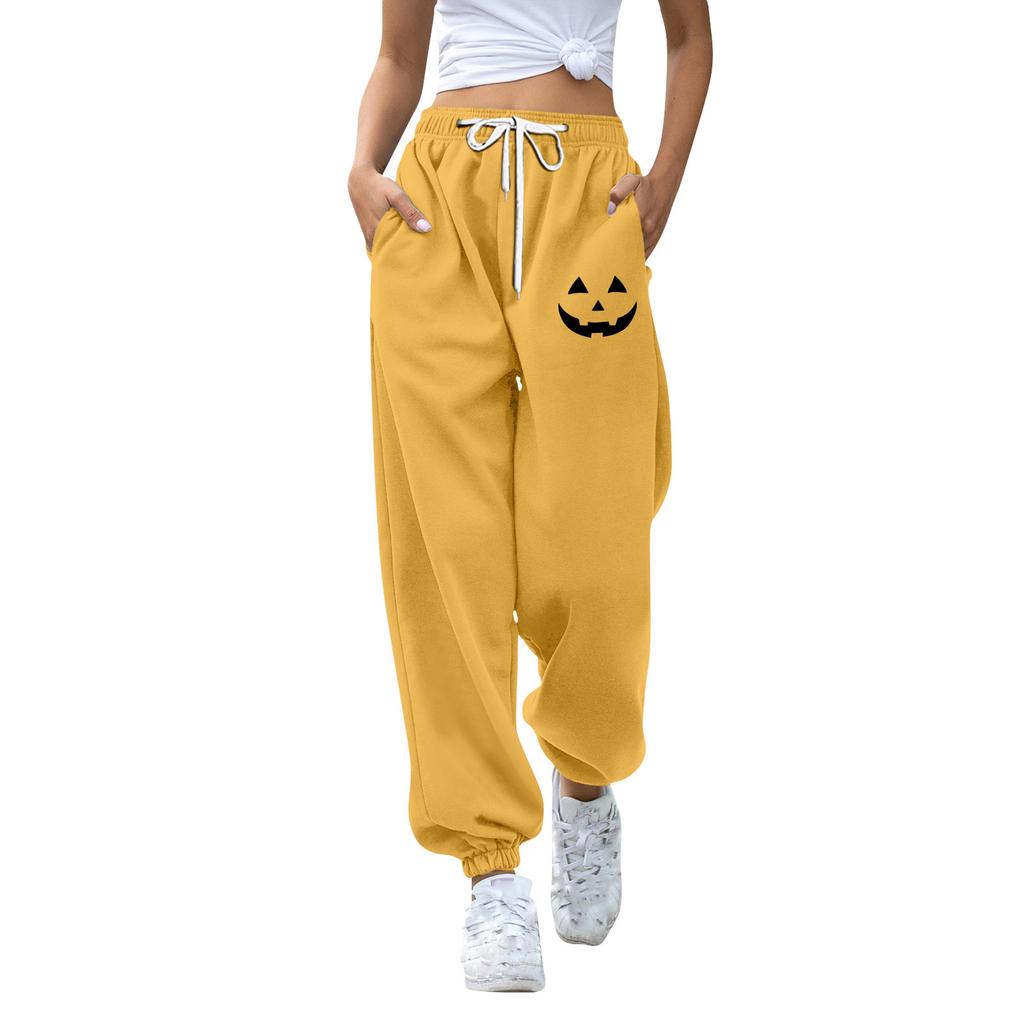 Dětské sportovní Halloweenské tištěné gradientní kalhoty s kapsami na stahovací šňůrku