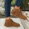 Plus Size Shoes for Women Autumn Fashion Women Lace Up Platform Non-slip Flats Sneakers Tassel Casual 36-43 Women Boots