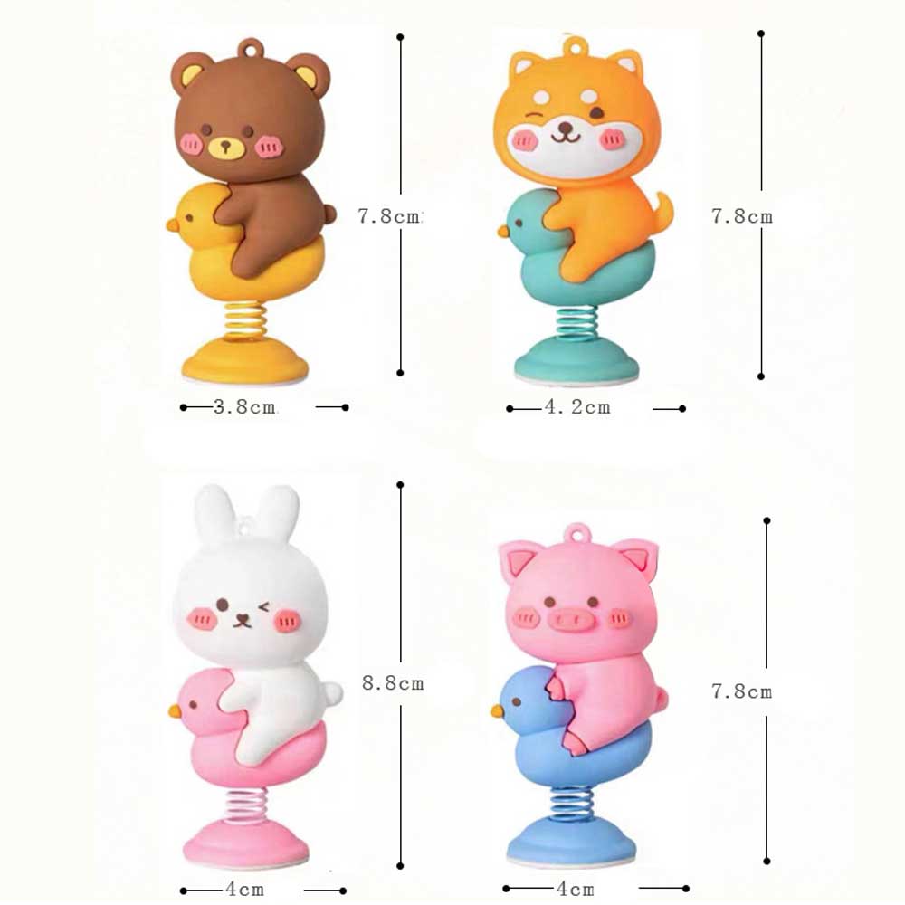 Car Panel Dashboard Decoration Cartoon Animal Shaking Head Spring Toys PVC Car Ornament Doll Auto Interior Accessories Gift