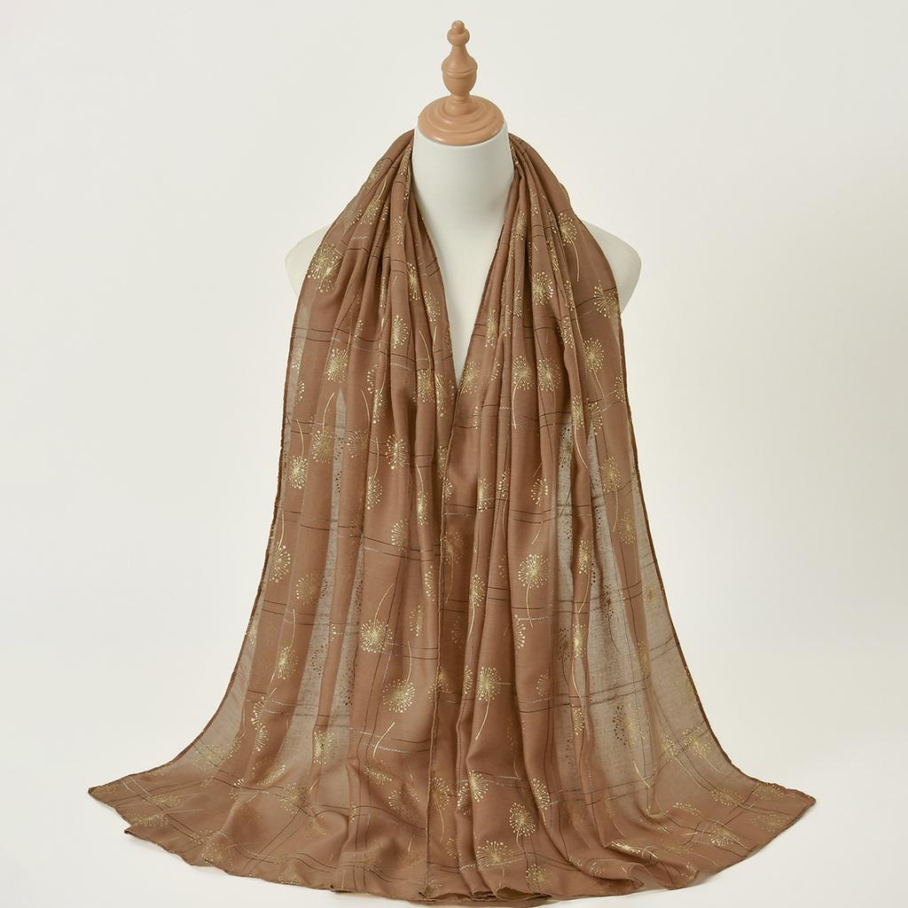 Bronzing Dandelion Cotton Hijab Scarf For Muslim Woman Hijabs Shawl Viscose Soft Headband Ethnic Islam Turban Female Headscarf