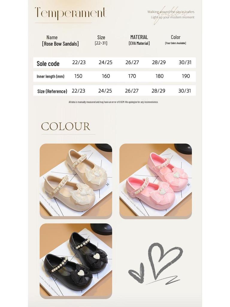 EVA Kız Çocuk 2025 Prenses Babet - İlkbahar, Yaz ve Sonbahar İçin Fiyonk Süslemeli Tek Ayakkabı