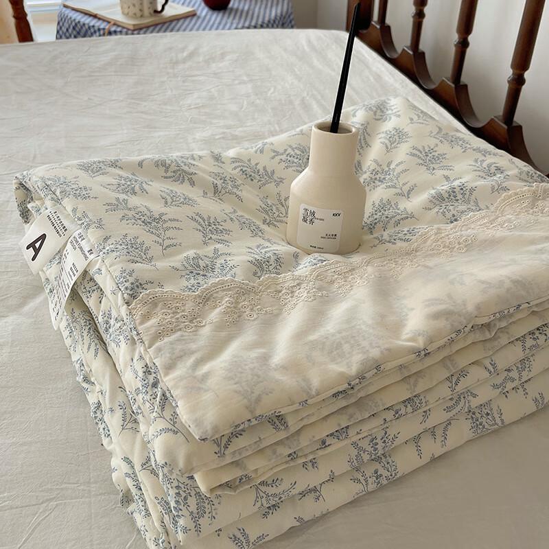 Duo Shu Lace Trim Washed Cotton Summer Quilt