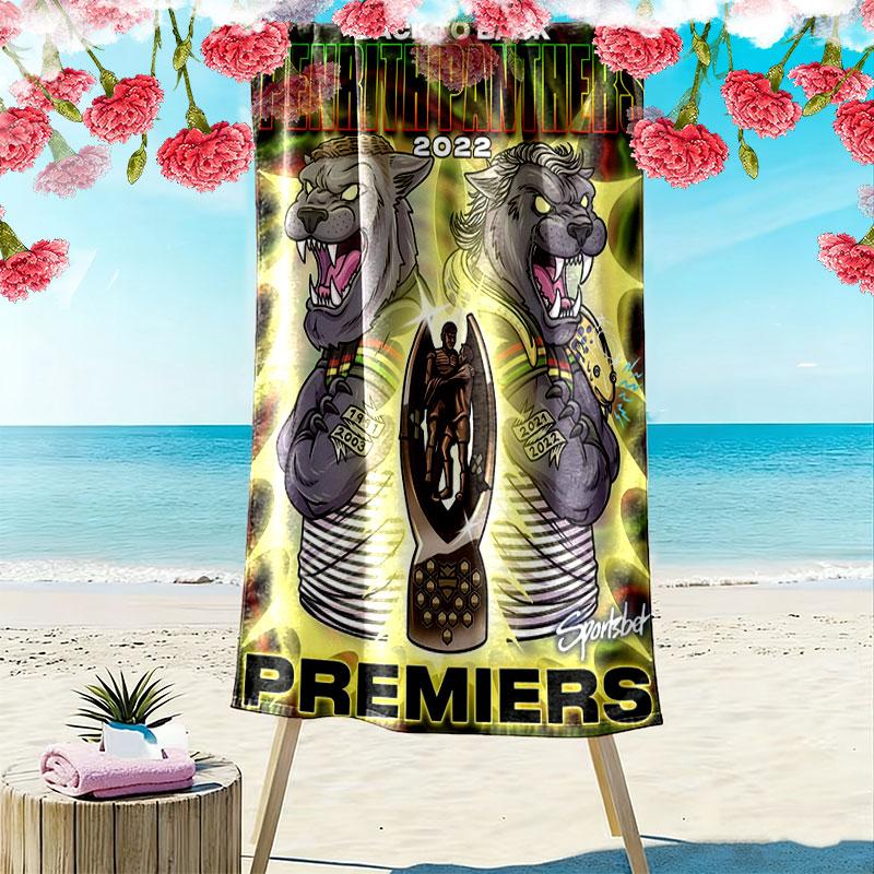 Penrith Panthers Charge Print Beach Towel, Large Soft Quick Dry Towel for Beach Camping Swimming
