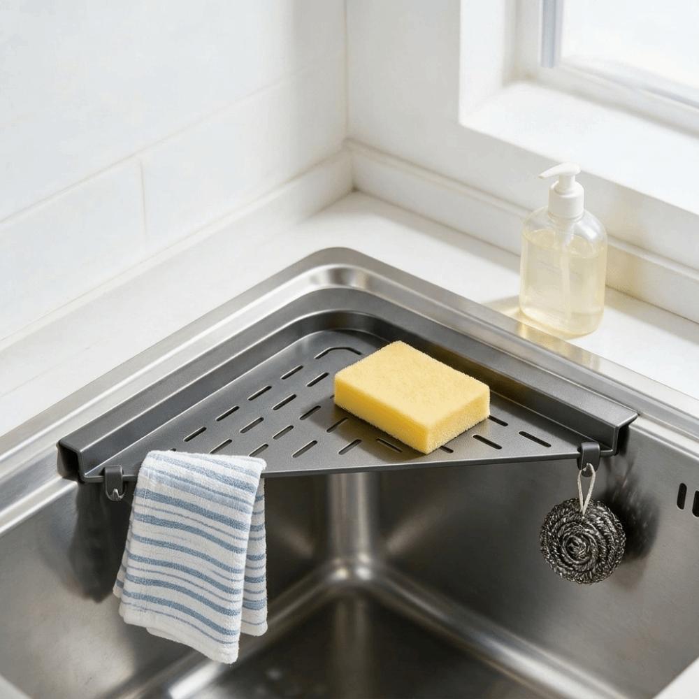 Waterproof Sponge Drying Rack Punch-free Sink Storage Holder Sink Corner Rack Bathroom