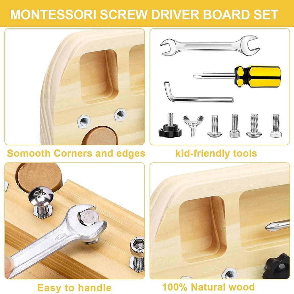10 Adet Çocuklar Ahşap Montessori Tornavida Tahtası Seti, Çocuklar için Gerçek Araçlar, Çocuklar için Temel Beceriler Eğitim Duyusal eğitici oyuncak Bebekler Okul Öncesi