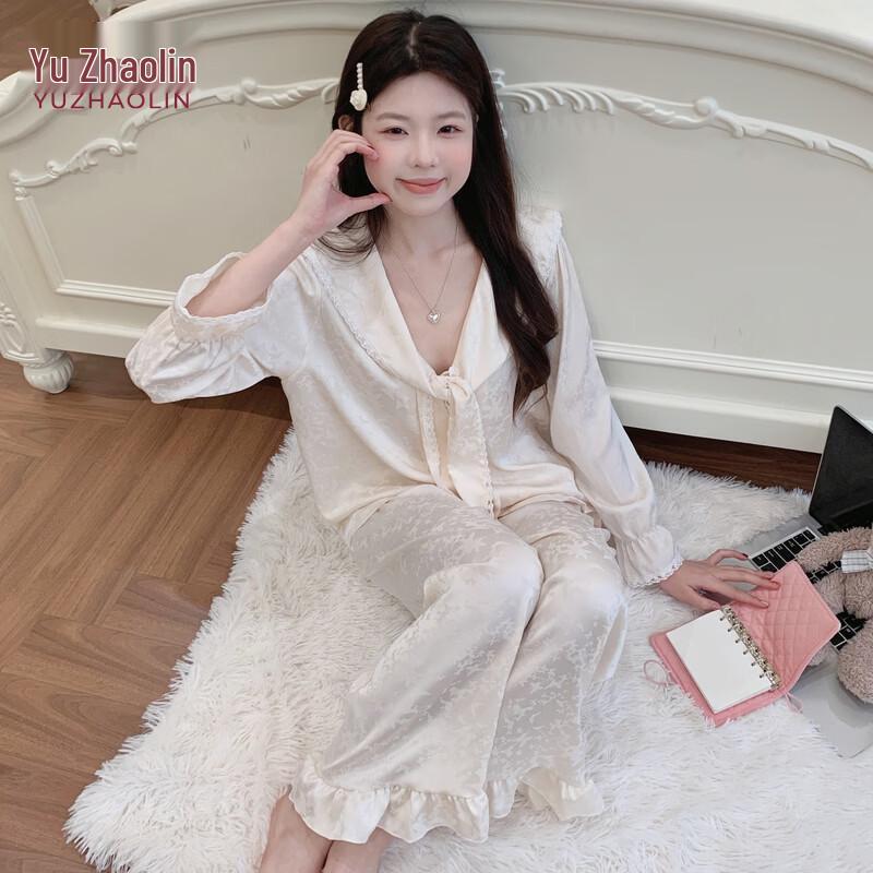 YUZHAOLIN Women s French Style Bowknot Pajamas L