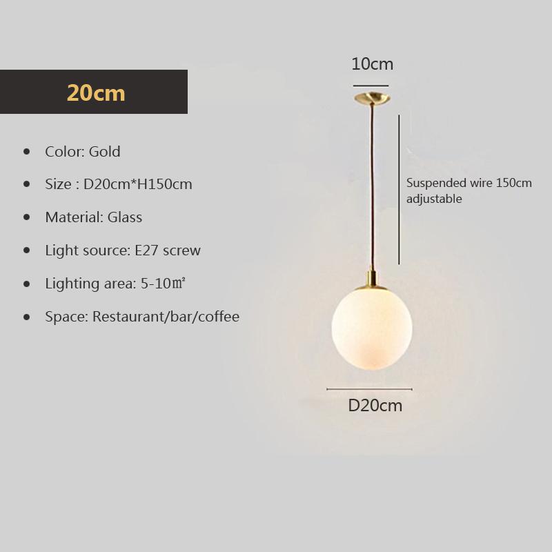 Modern  Glass Ball Pendant Lights White Globe Hanging Lamps Bar Restaurant Deco Luminaire Bedroom Light LED Pendant Lamp