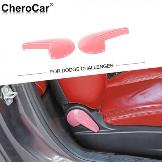 

2XPink Seat Adjustment Handle Cover Trim Decor for Dodge Challenger 2010+ Inner