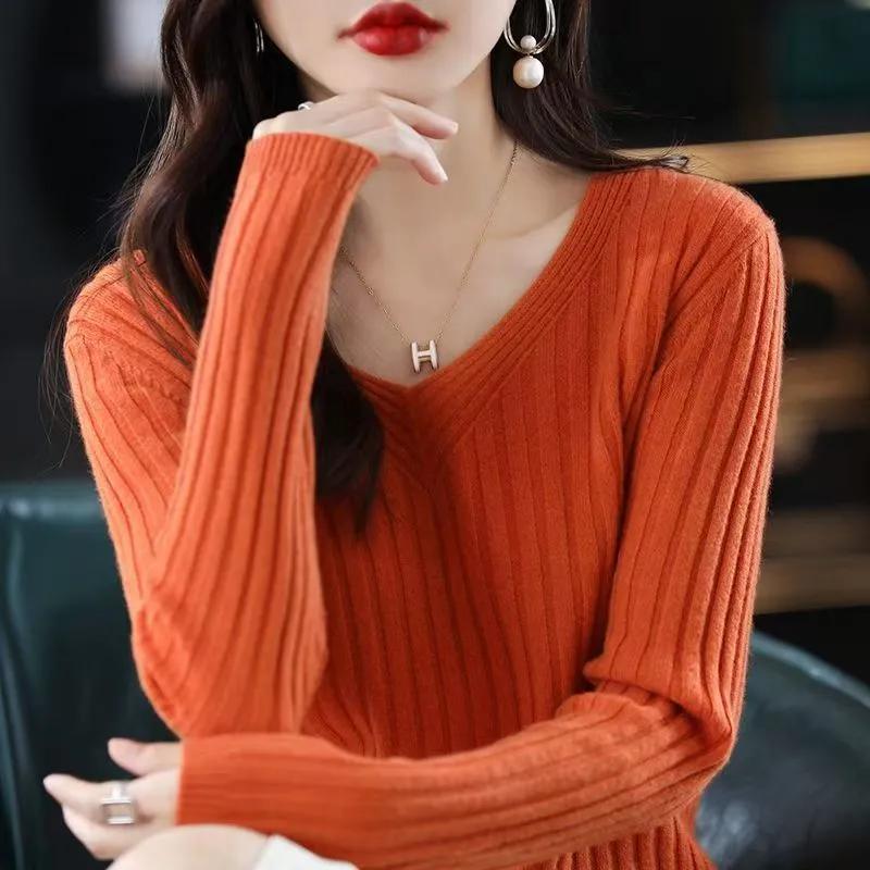 Pullover für Damen Winter V-Ausschnitt Verdickter Pullover Warm Gestrickt Dehnbar Langarm Oversize Jumper Pullover Tops