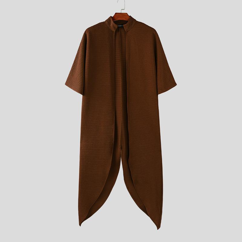 INCERUN Pánské kardigany a vesty s polovičním rukávem a stojáčkem, s nepravidelnou texturou