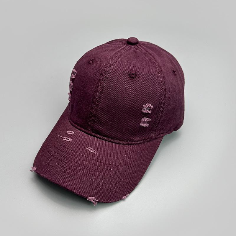 Ripped Wind Embroidery Letters Solid Color Baseball Cap Men'S And Women'S Retro Street Versatile Sunshade Cap